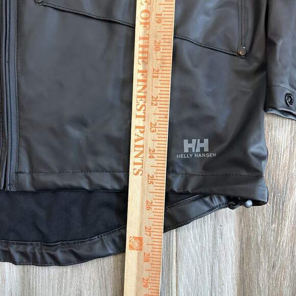 Helly Hansen Black Windbreaker Jacket Small Removable Hood Outdoors Packable - Picture 13 of 15